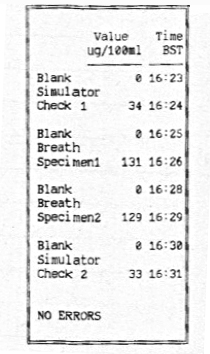 Print out of reading from a sample