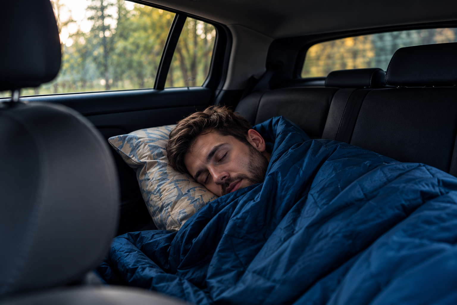 Peaceful Roadside Car Nap